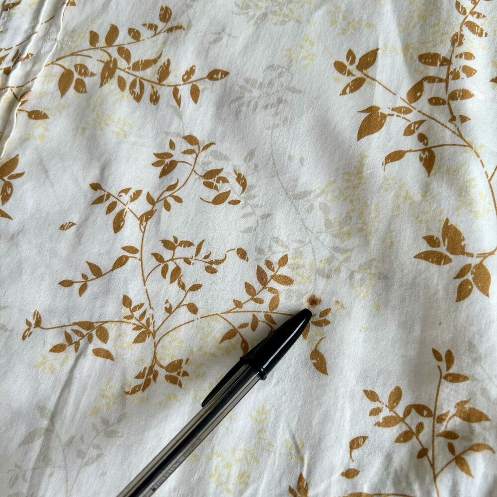 Zenfari Unique Cream Beige Cotton Leaf Print Button Up Shirt Mens Size L - Picture 4 of 13